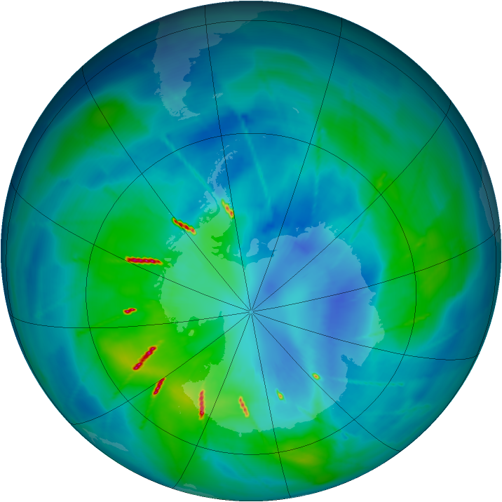 Antarctic ozone map for 30 March 2010